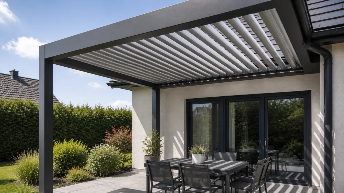 Hliníková bioklimatická pergola s naklápěcími lamelami