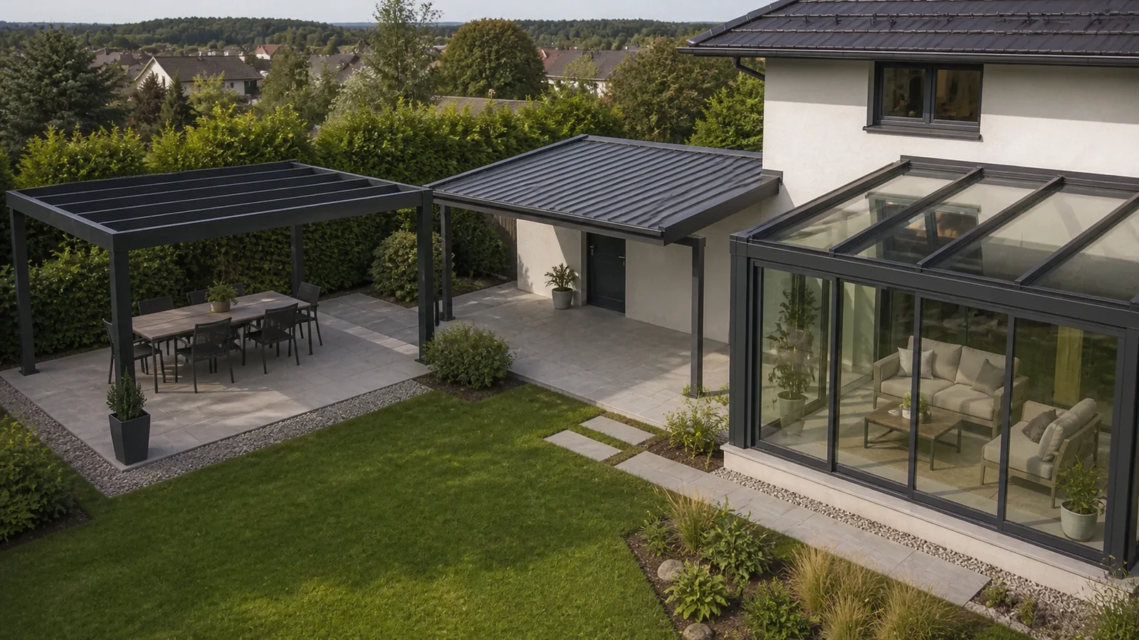 Featured image for “Zastřešení terasy: pergola, přístřešek nebo zimní zahrada”